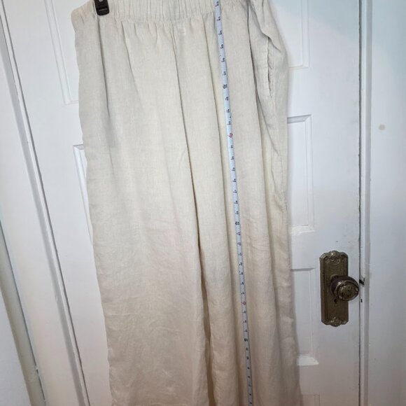 100% Linen H&M Beige Elastic Waist Pants - Size XL w/Pockets - Picture 4 of 4